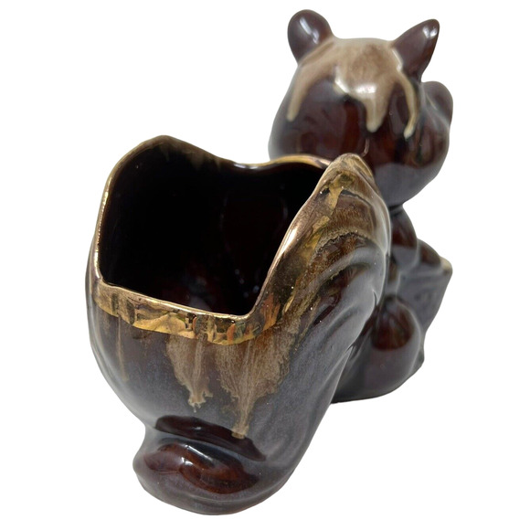 Squirrel Chipmunk Crazy Buck Tooth Brown Ceramic Nut Trinket Dish Vintage Japan - Picture 4 of 10